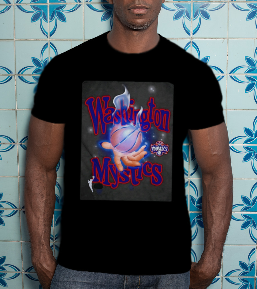 Washington Mystics WNBA Flaming Basketball Team Spirit T-Shirt