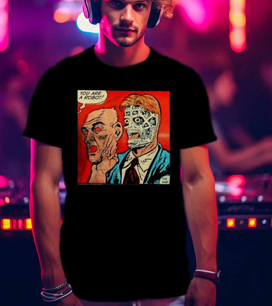 You Are A Robot Comic Style Mask Reveal The End T-Shirt