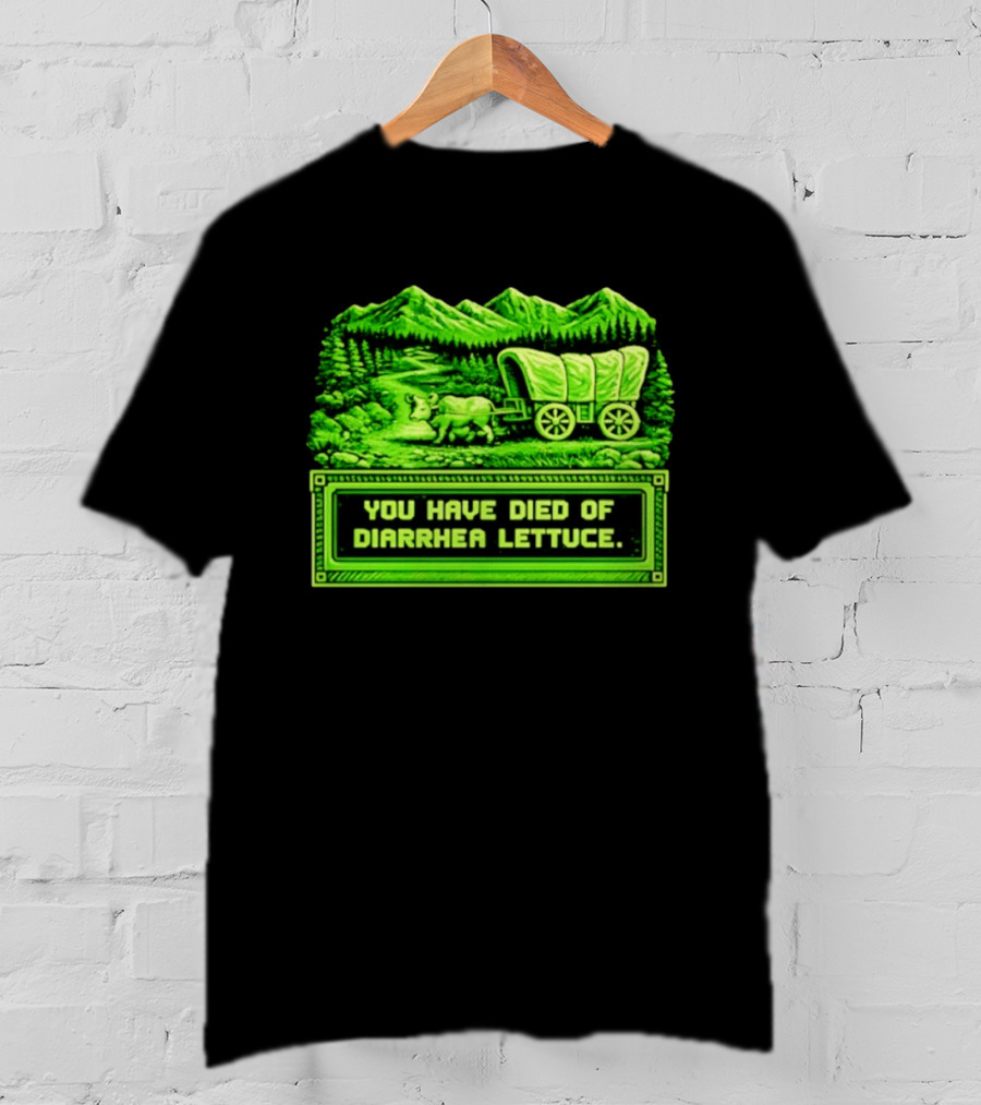 You Have Died Of Diarrhea Lettuce Wagon Trail Retro Gaming T-Shirt