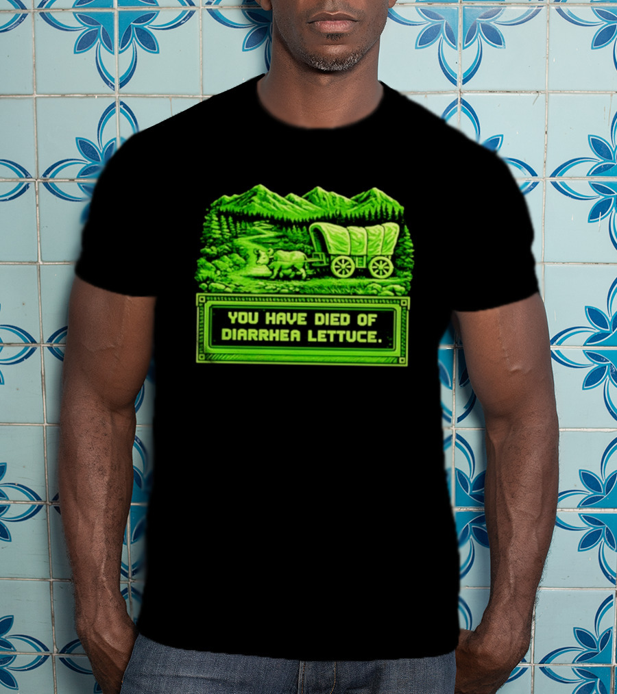 You Have Died Of Diarrhea Lettuce Wagon Trail Retro Gaming T-Shirt