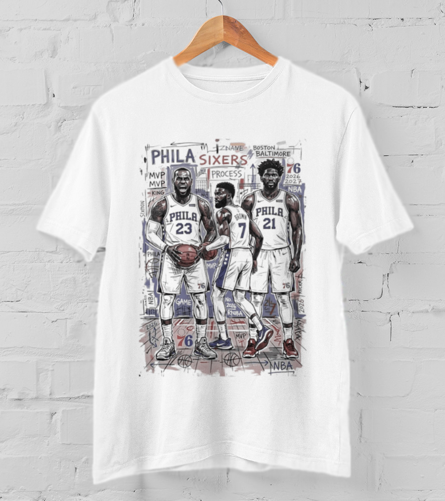 Philadelphia 76ers Big 3 Process LeBron James Jaylen Brown Joel Embiid T-Shirt