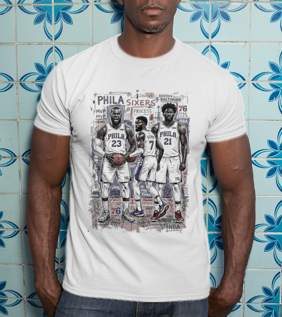 Philadelphia 76ers Big 3 Process LeBron James Jaylen Brown Joel Embiid T-Shirt
