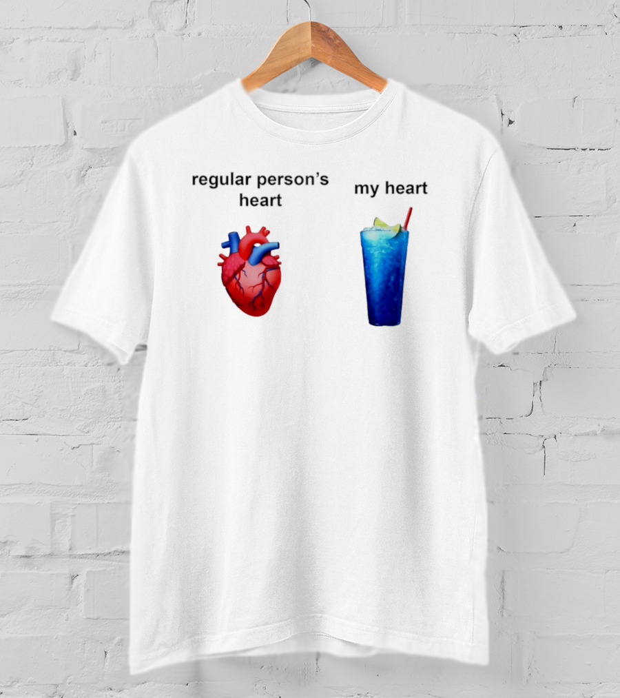 Regular Person's Heart Vs My Heart Blue Drink Emojis T-Shirt