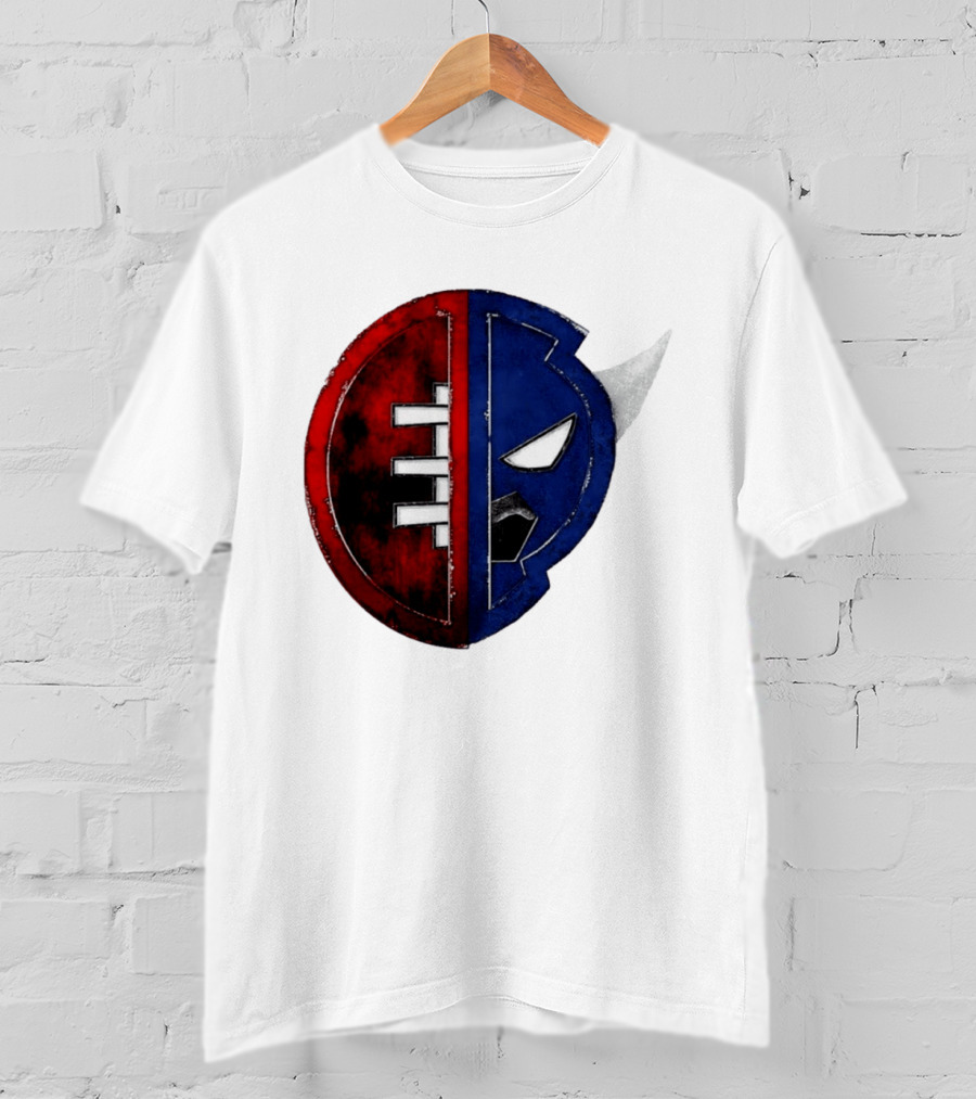 Buffalo Football Fusion Mask Emblem Red Blue Horns T-Shirt