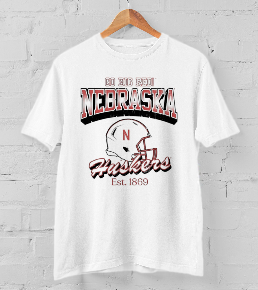 Go Big Red Nebraska Huskers Est 1869 Helmet T-Shirt