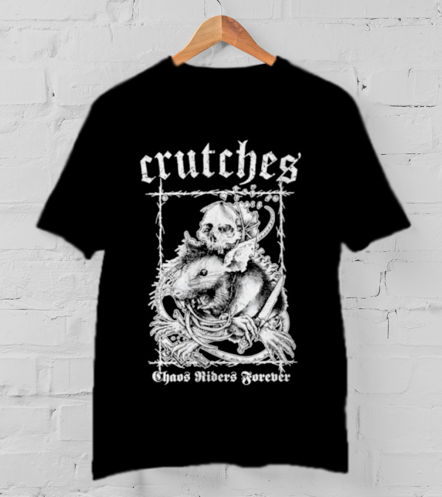 Crutches Chaos Riders Forever Skull Punk Rock T-Shirt