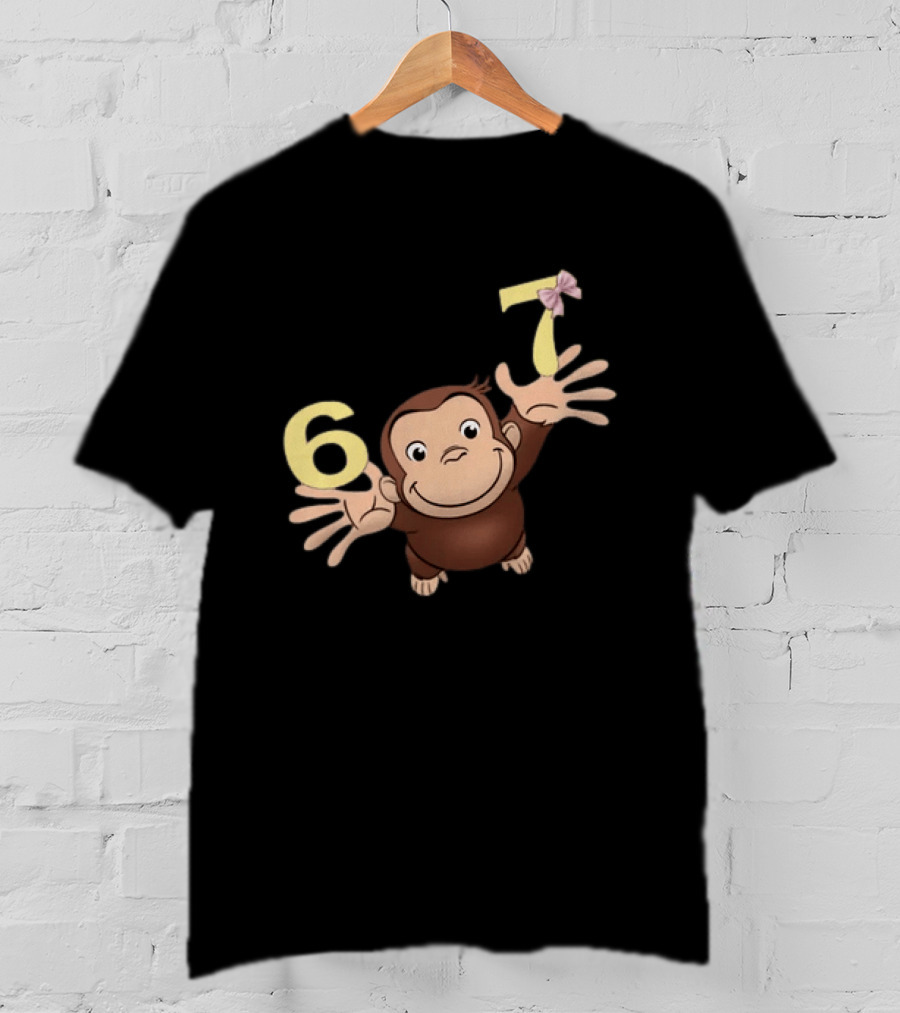 Curious George 67 Birthday Celebration Monkey And Numbers T-Shirt