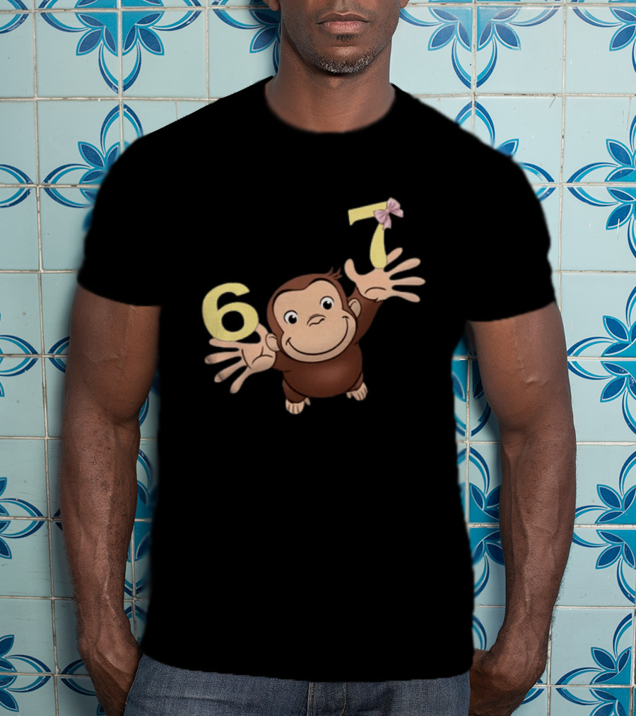Curious George 67 Birthday Celebration Monkey And Numbers T-Shirt