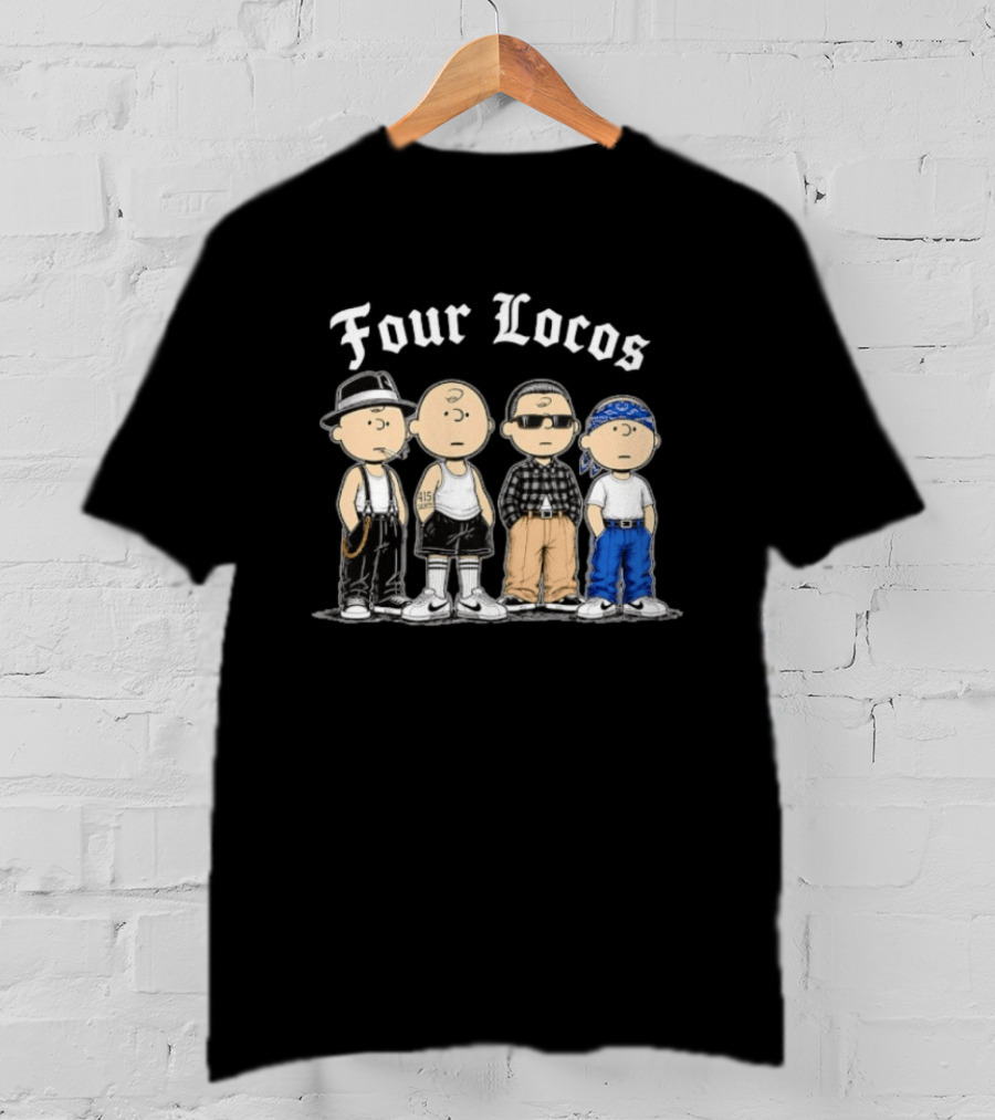 Four Locos Peanuts Gang Cholo Charlie Brown Characters T-Shirt