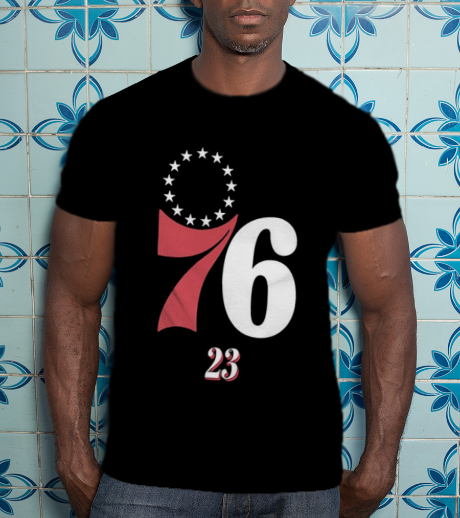 Philadelphia 76ers LeBron James 23 In The Paint Name And Number Royal 76ers T-Shirt
