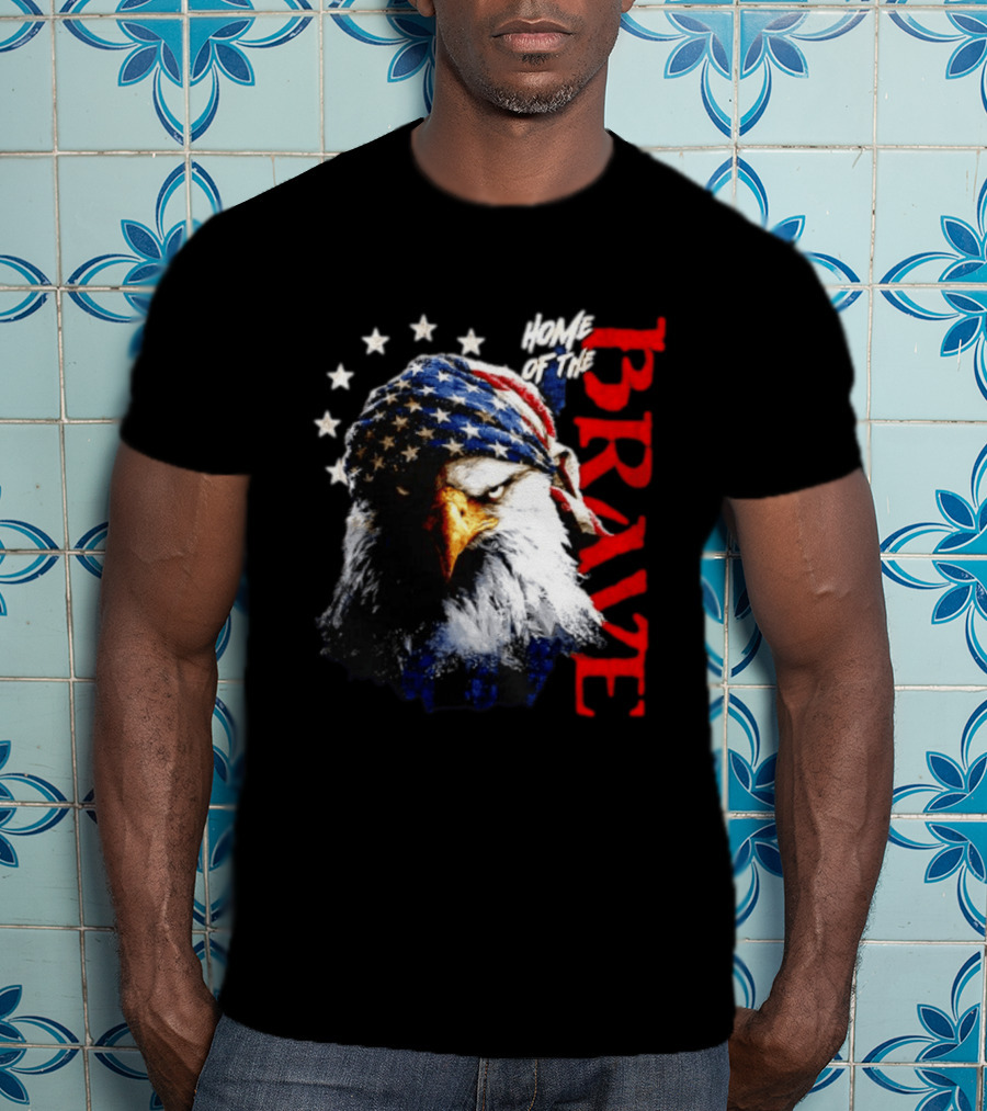 American Eagle Bandana Home Of The Brave Stars T-Shirt
