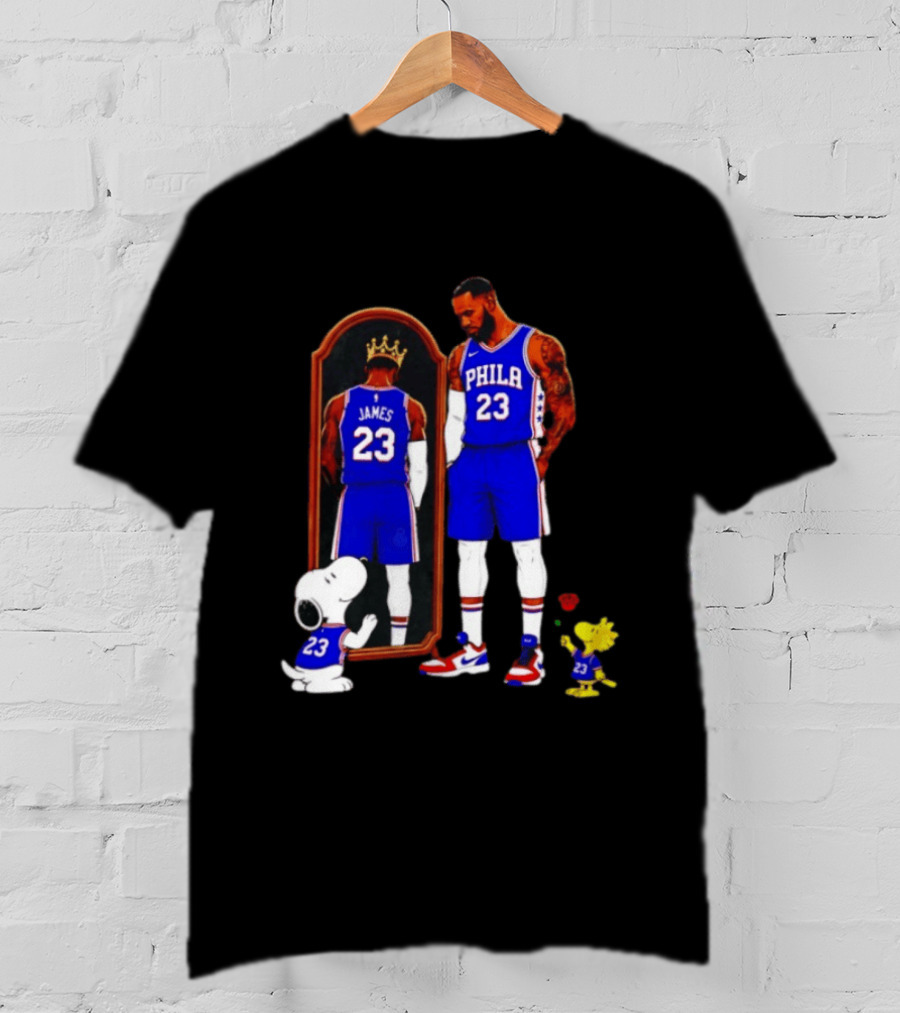 Snoopy Woodstock Mirror 23 King James Philadelphia 76ers T-Shirt