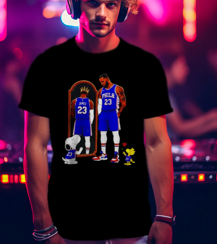 Snoopy Woodstock Mirror 23 King James Philadelphia 76ers T-Shirt