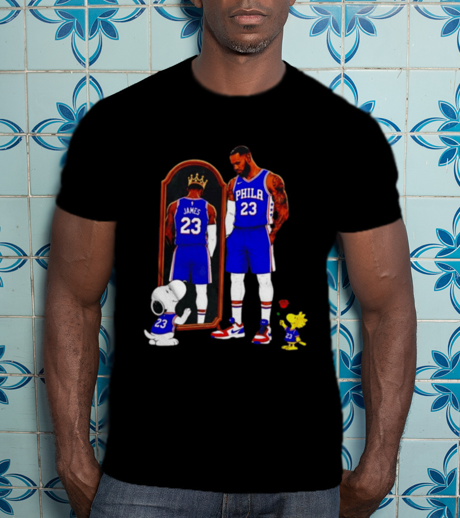 Snoopy Woodstock Mirror 23 King James Philadelphia 76ers T-Shirt