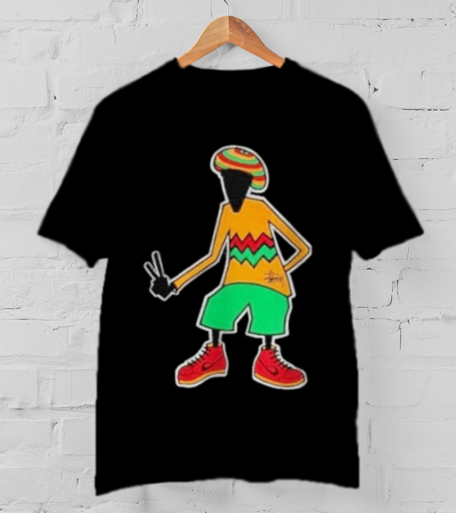 Stussy Rasta Man Peace Sign Reggae Streetwear Jamaica Style Fashion T-Shirt