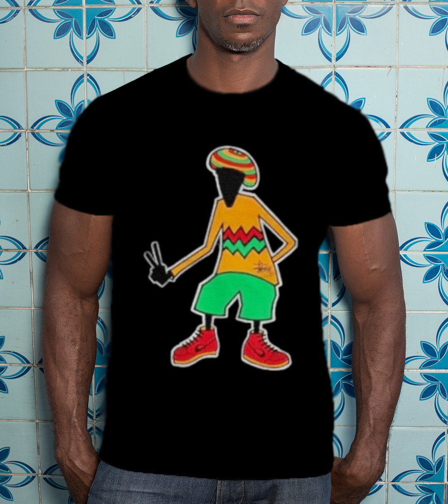 Stussy Rasta Man Peace Sign Reggae Streetwear Jamaica Style Fashion T-Shirt