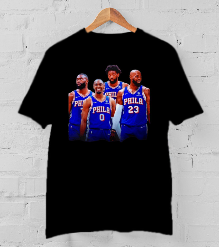 Philadelphia 76ers Joel Embiid Tyrese Maxey Paul George LeBron James NBA Team T-Shirt
