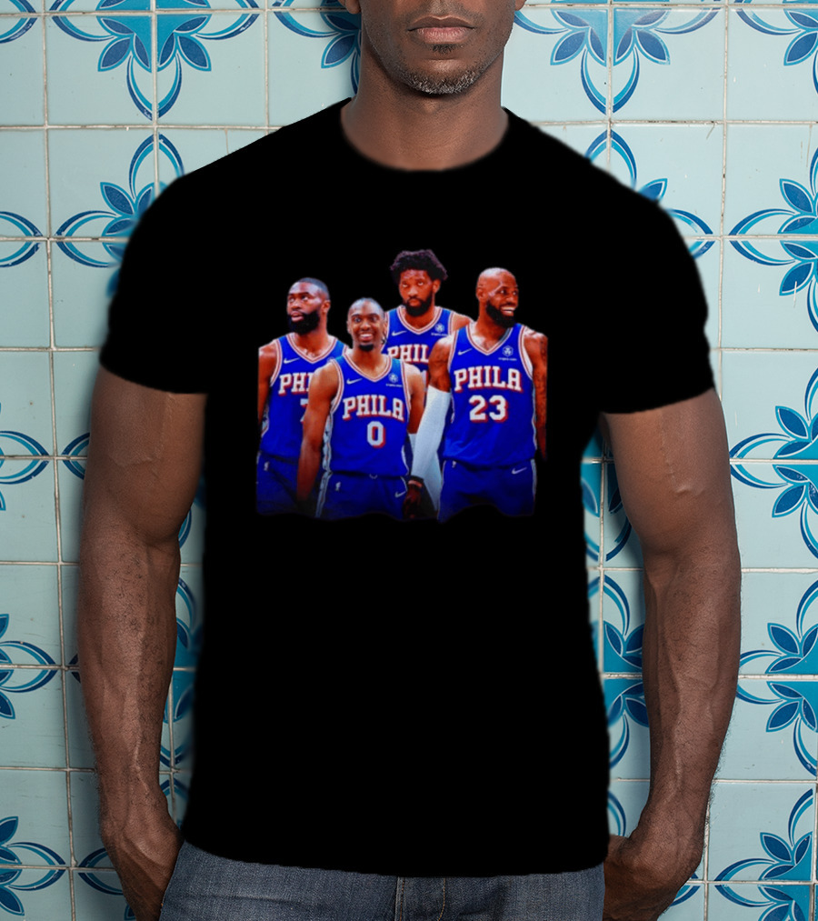 Philadelphia 76ers Joel Embiid Tyrese Maxey Paul George LeBron James NBA Team T-Shirt