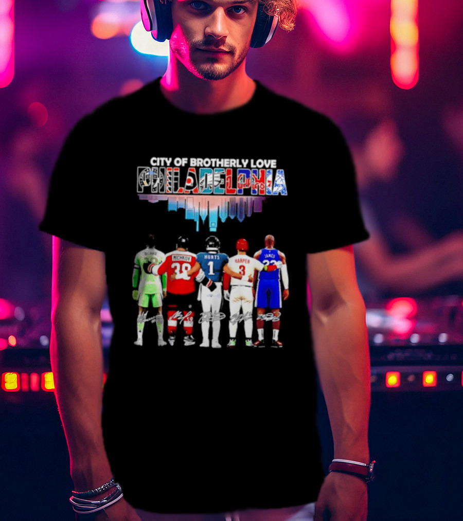 City Of Brotherly Love Philadelphia Skyline James Harper Hurts Blake Michkov T-Shirt