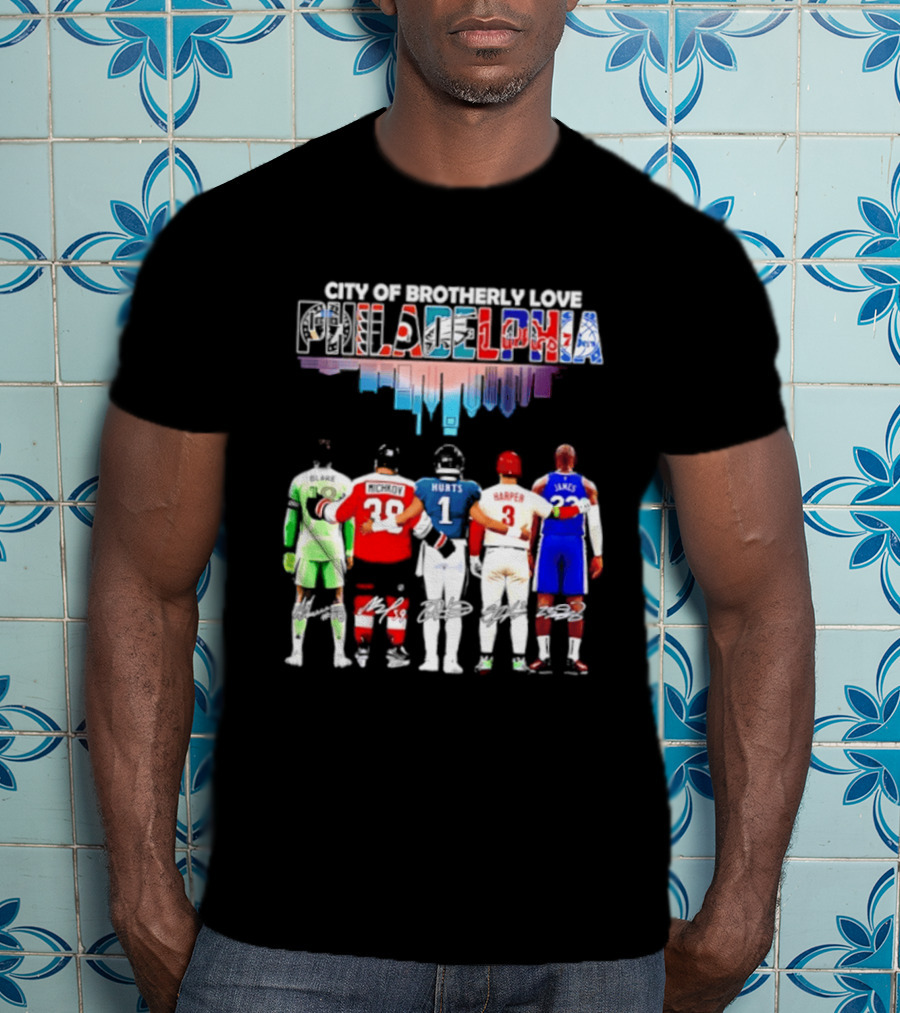City Of Brotherly Love Philadelphia Skyline James Harper Hurts Blake Michkov T-Shirt