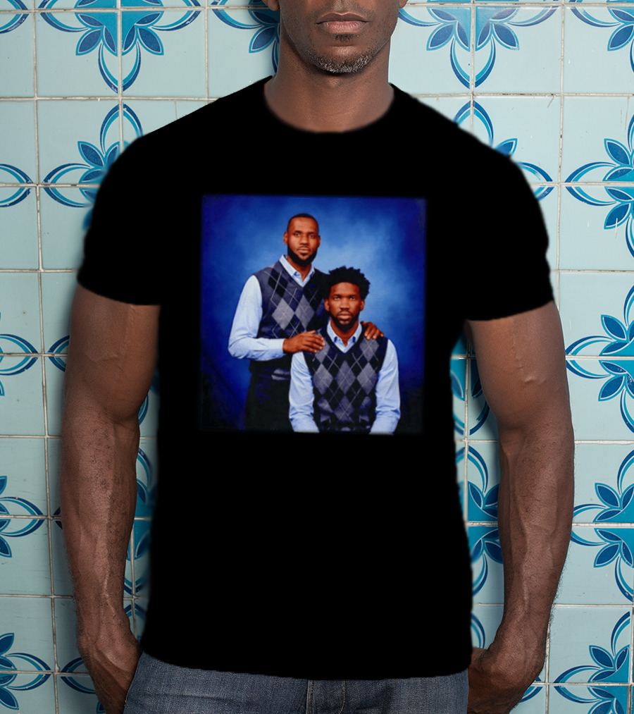 Lebron James Joel Embiid Philadelphia 76ers In Matching Argyle Sweaters T-Shirt