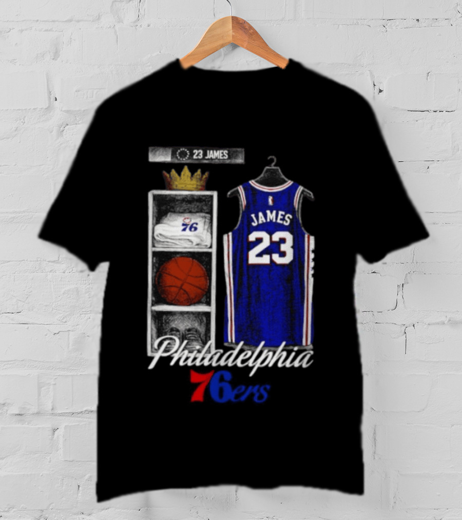 LeBron James 23 Jersey Philadelphia 76ers Locker Room T-Shirt