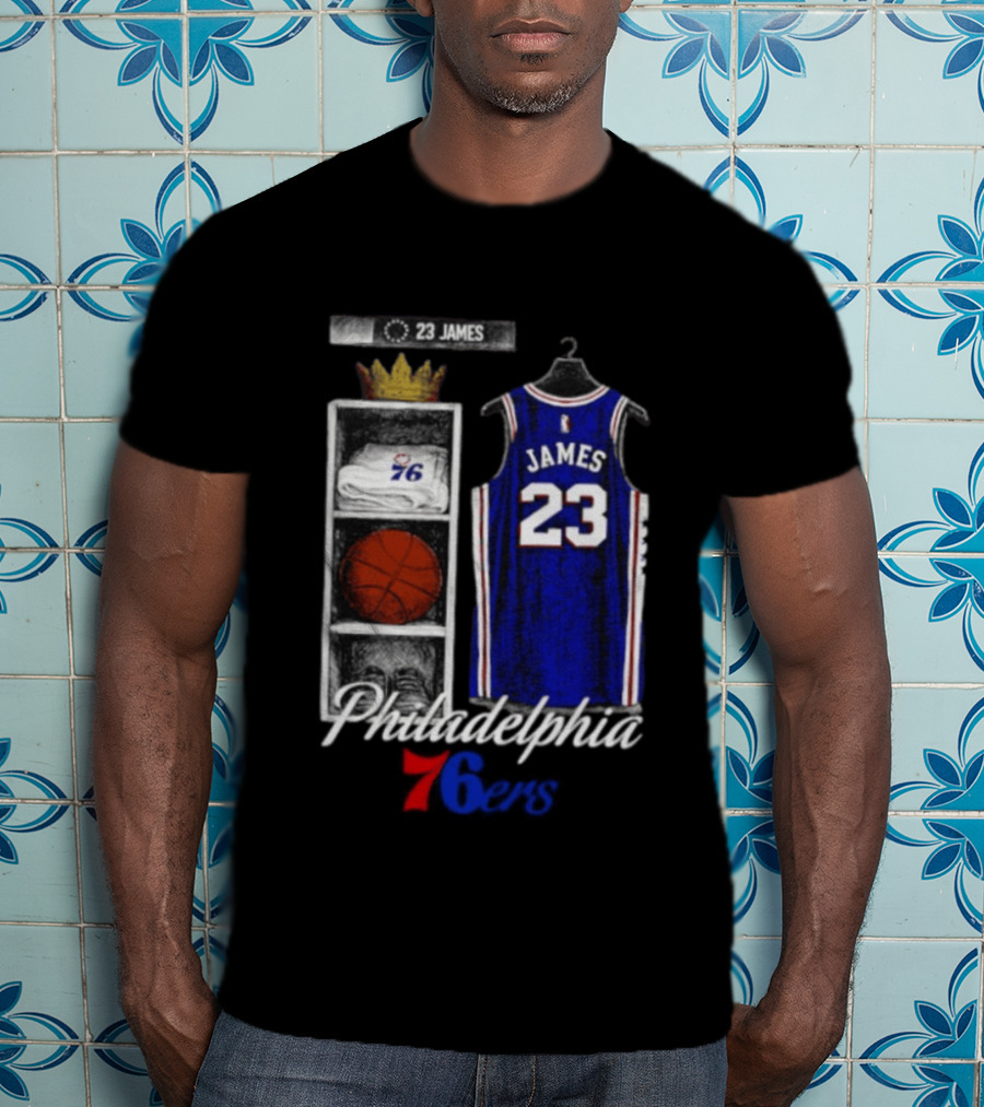 LeBron James 23 Jersey Philadelphia 76ers Locker Room T-Shirt