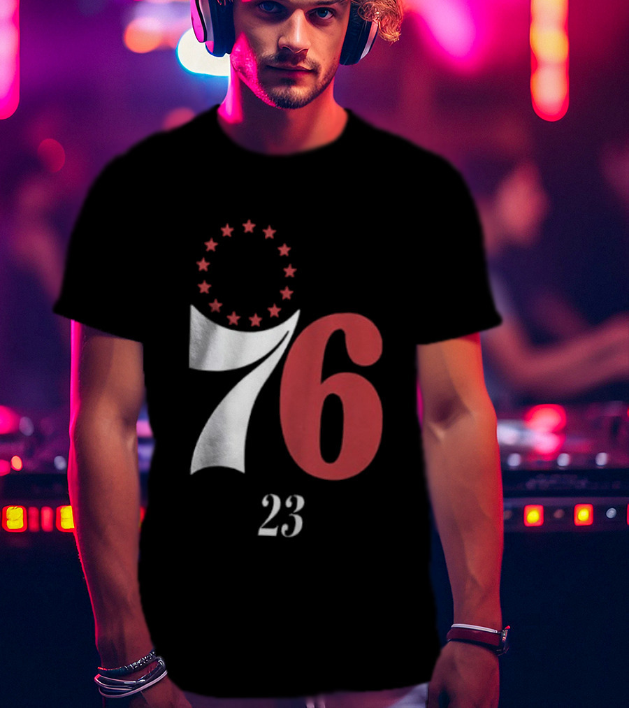 LeBron James Philadelphia 76ers Red In The Paint 23 Number 76 Stars T-Shirt