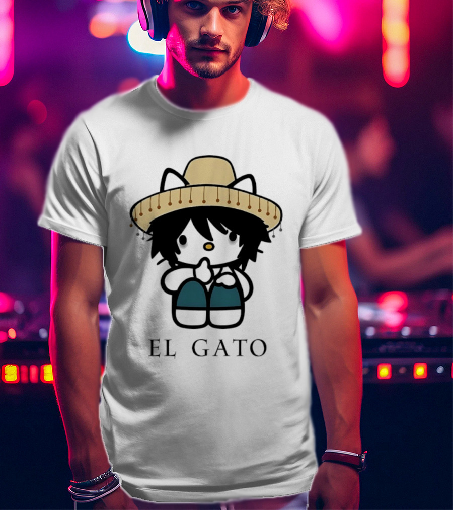 El Gato Hello Kitty L Lawliet Crossover With Sombrero T-Shirt
