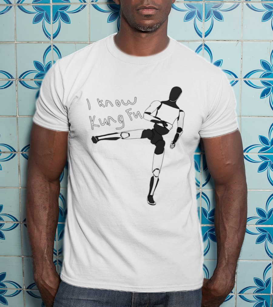 I Know Kung Fu Matrix Mannequin Neo Martial Arts Pose T-Shirt