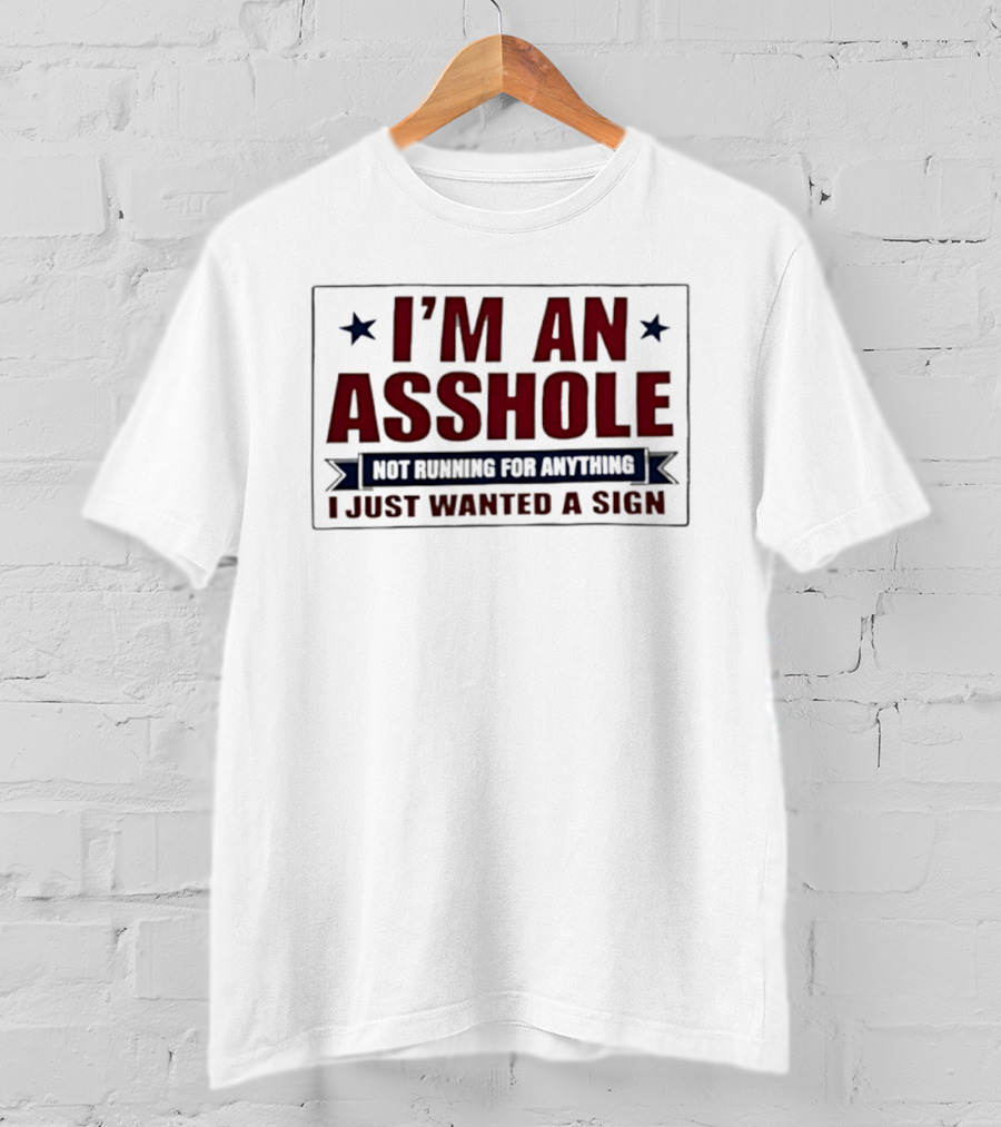 I'm An Asshole Not Running For Anything I Just Wanted A Sign T-Shirt