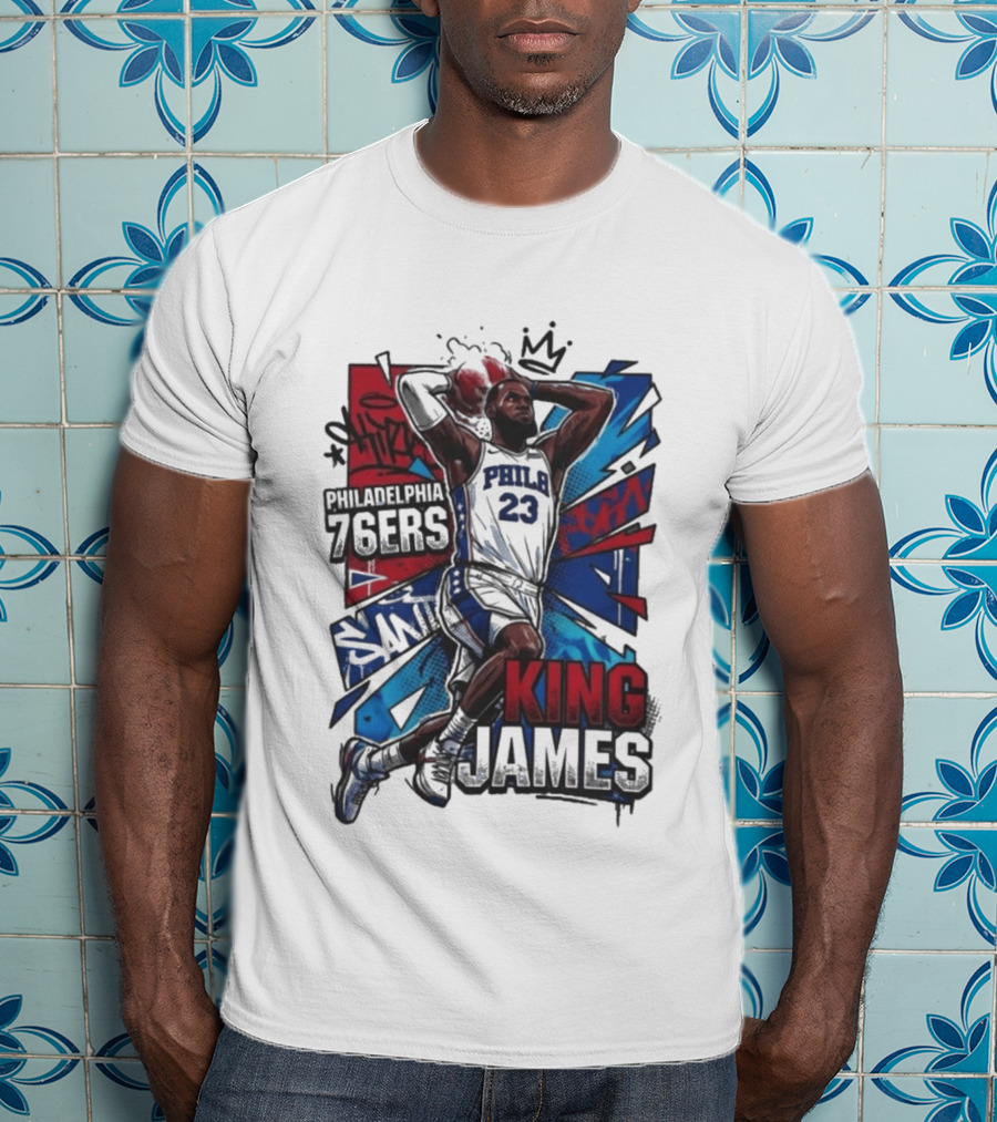 Philadelphia 76ers King James Dunk Graffiti T-Shirt