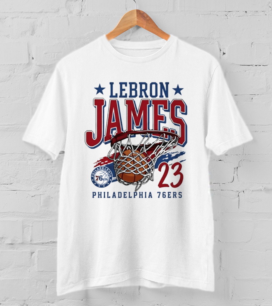 LeBron James Basketball 23 Hoop Philadelphia 76ers T-Shirt