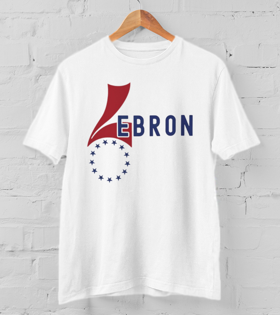 Lebron Stars Circle Red Blue буквенный логотип 76 Ers T-Shirt