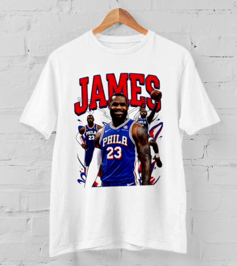 Philadelphia 76ers LeBron James 2026 Basketball Player T-Shirt