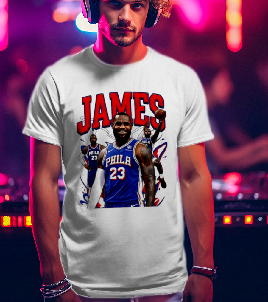 Philadelphia 76ers LeBron James 2026 Basketball Player T-Shirt