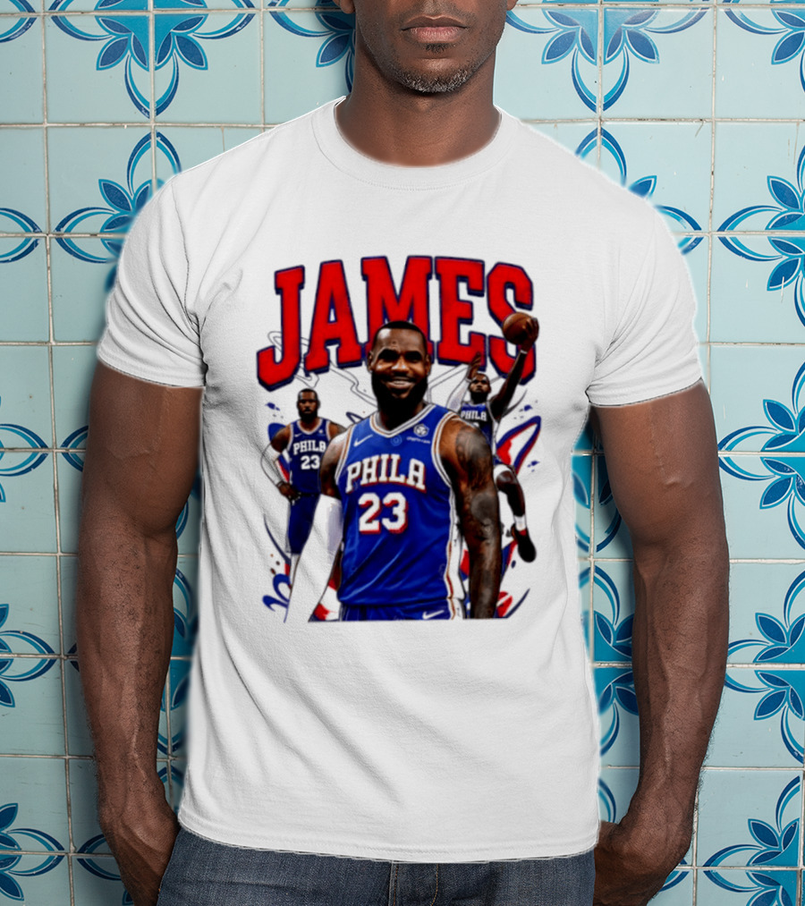 Philadelphia 76ers LeBron James 2026 Basketball Player T-Shirt