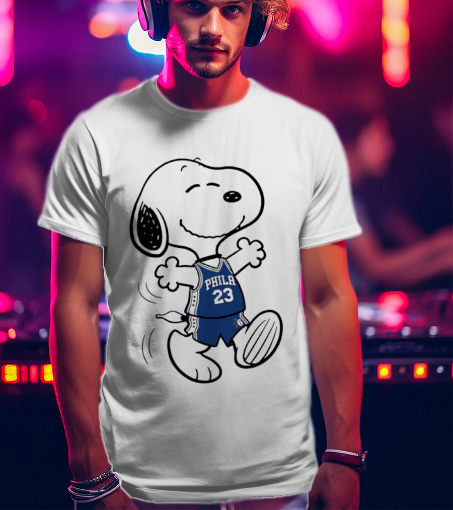 Snoopy Philly 23 Basketball Peanuts X LeBron James Philadelphia Sixer T-Shirt