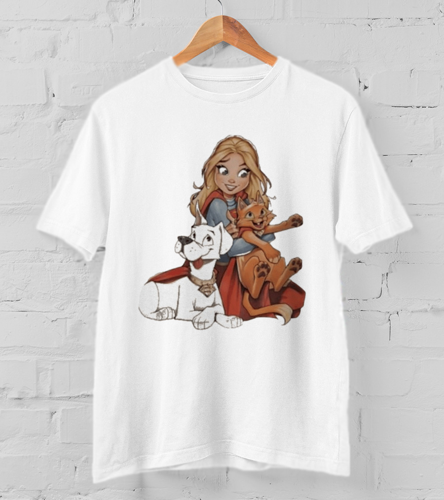 Supergirl Krypto Streaky Cartoon Characters Fun T-Shirt