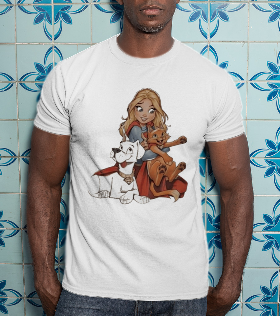 Supergirl Krypto Streaky Cartoon Characters Fun T-Shirt