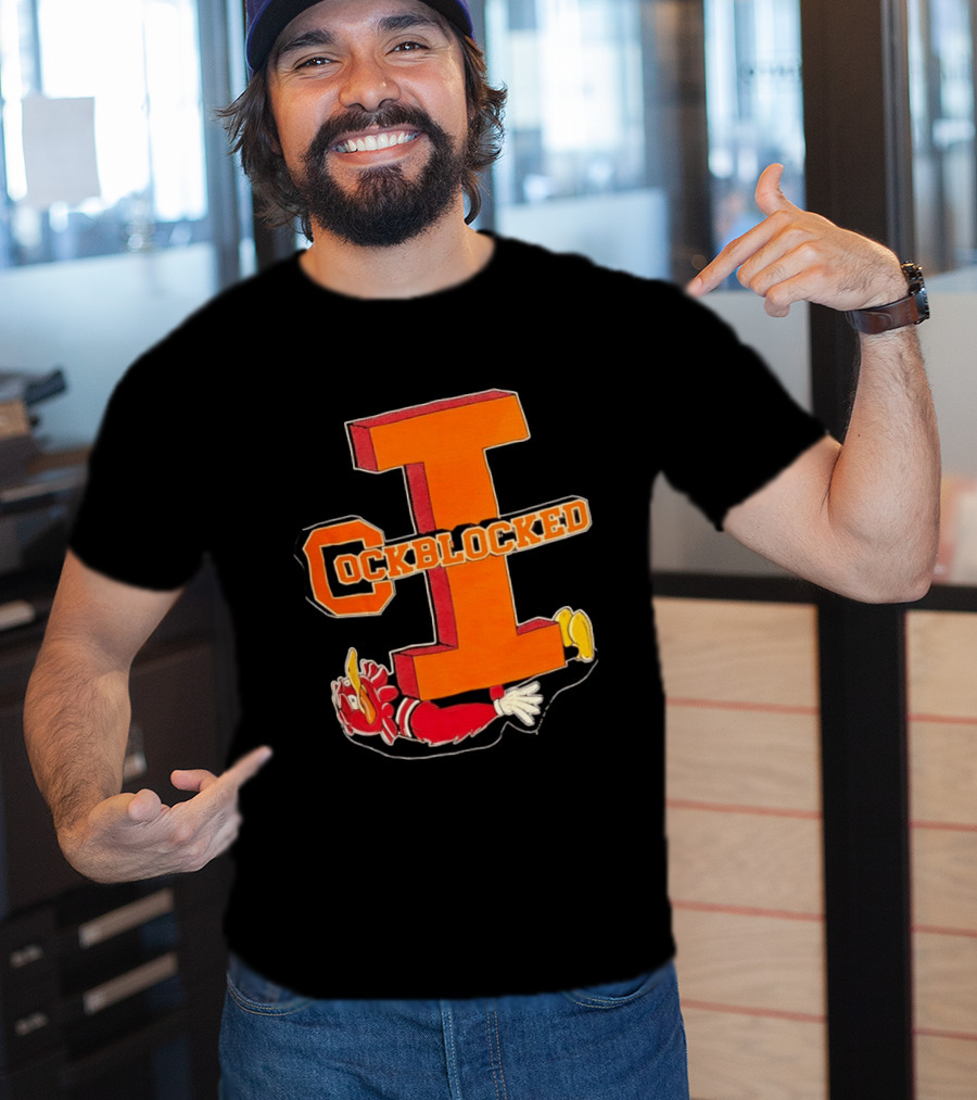 Cockblocked Illinois Fighting Illini Big I Defeat T-Shirt