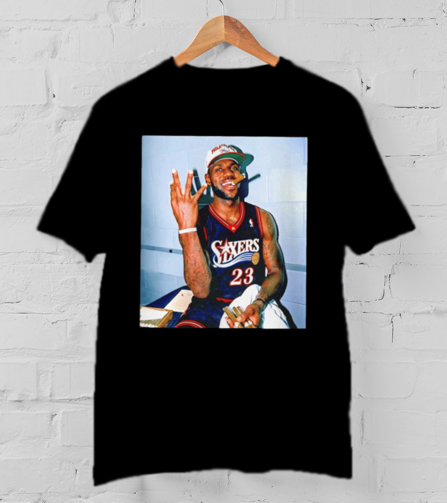 Philadelphia 76ers LeBron James 23 Cigar Photo T-Shirt