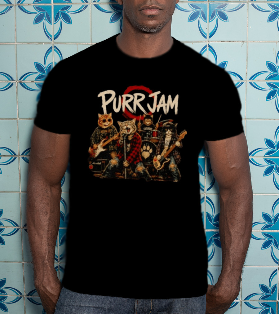 Purr Jam Cat Rock Band Caturday Meowshall Cat Head Marshall Amps T-Shirt