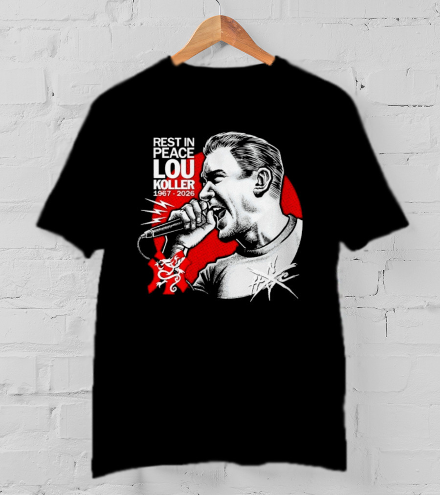 Rest In Peace Lou Koller 1967 2026 HxC Microphone Art Red And White T-Shirt
