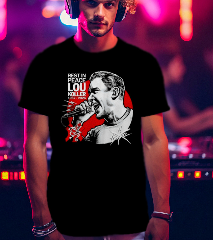 Rest In Peace Lou Koller 1967 2026 HxC Microphone Art Red And White T-Shirt