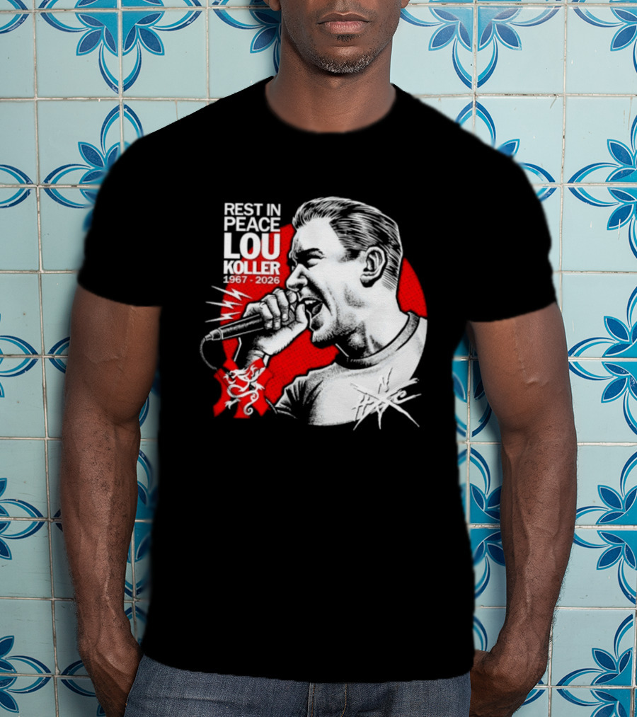 Rest In Peace Lou Koller 1967 2026 HxC Microphone Art Red And White T-Shirt