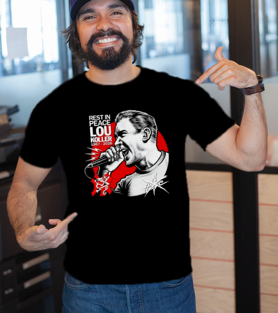 Rest In Peace Lou Koller 1967 2026 HxC Microphone Art Red And White T-Shirt