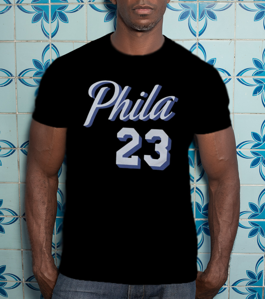 LeBron James 23 Phila 23 Philadelphia 76ers NBA Basketball Two Sided T-Shirt