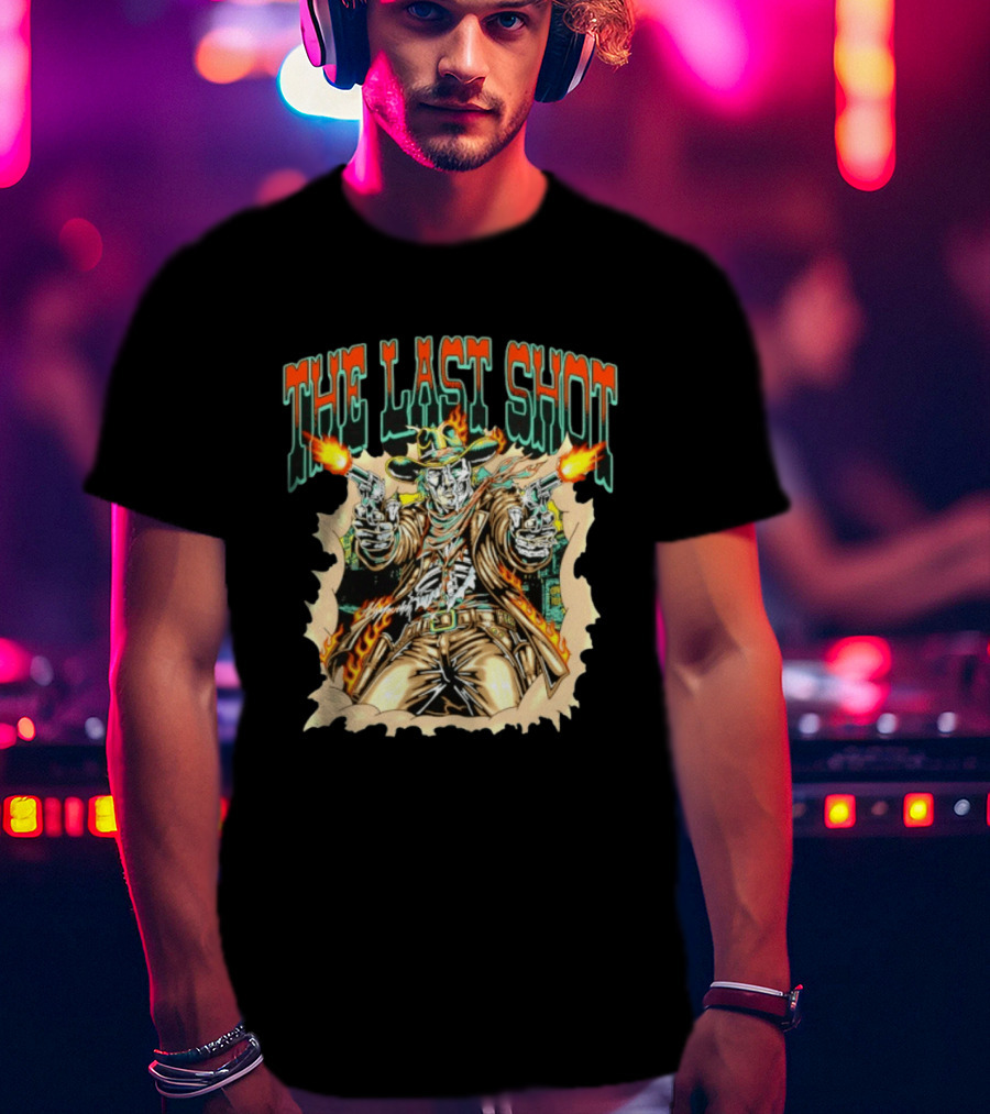 The Last Shot Cowboy Skeleton Western Gunslinger T-Shirt