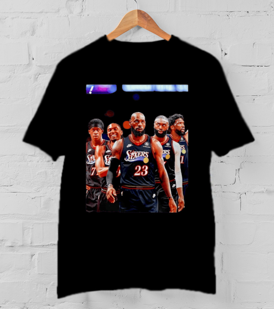Tyrese Maxey VJ Edgecombe Jaylen Brown LeBron James Joel Embiid Sixers T-Shirt